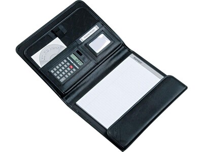 Samsill Professional Vinyl Portfolio/Notepad, Black (70890)