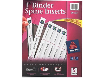Avery Binder Spine Inserts, 1" Spine Width, White, 8 ...