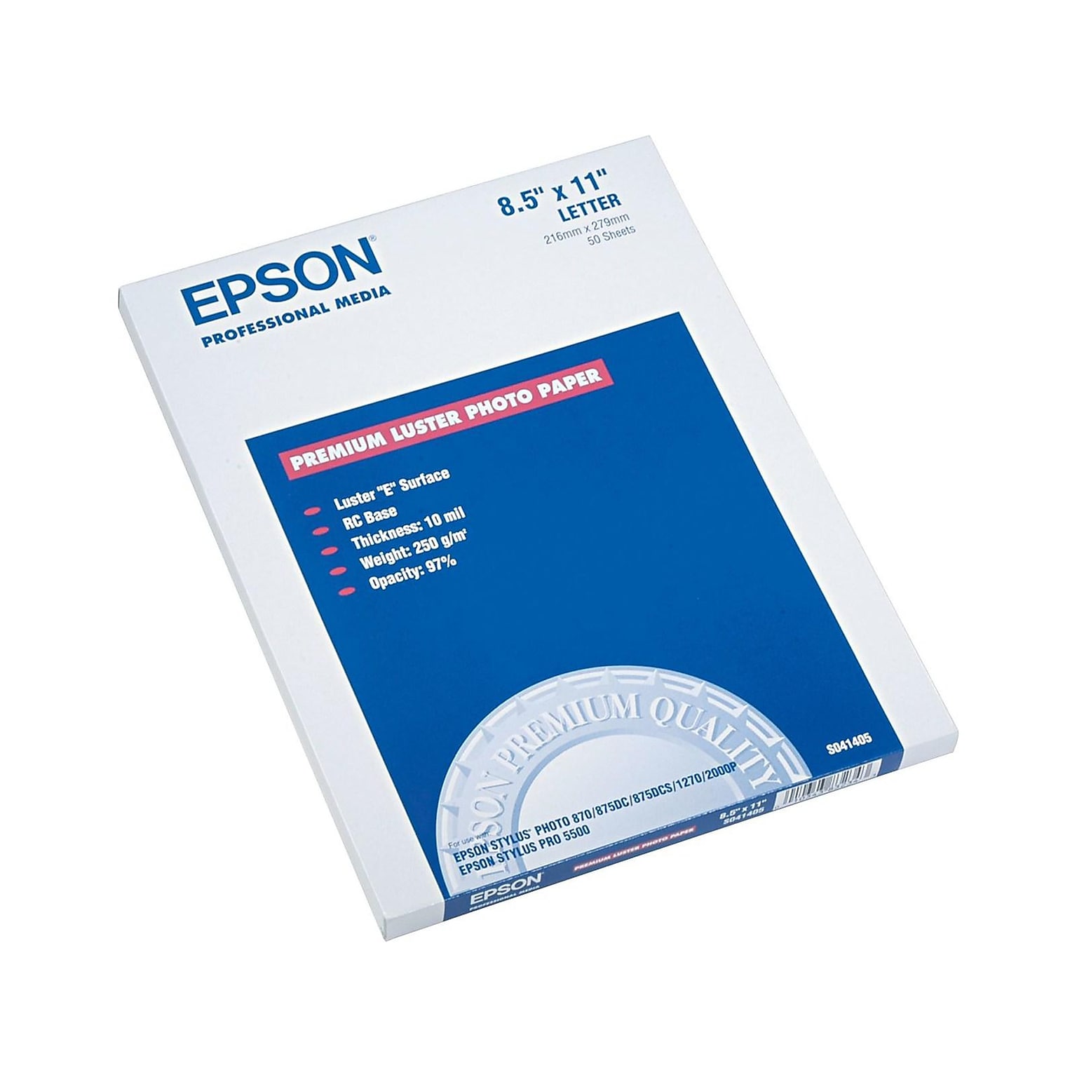 Epson Ultra Premium Luster Photo Paper, 8.5 x 11, 50 Sheets/Pack (SO41405)