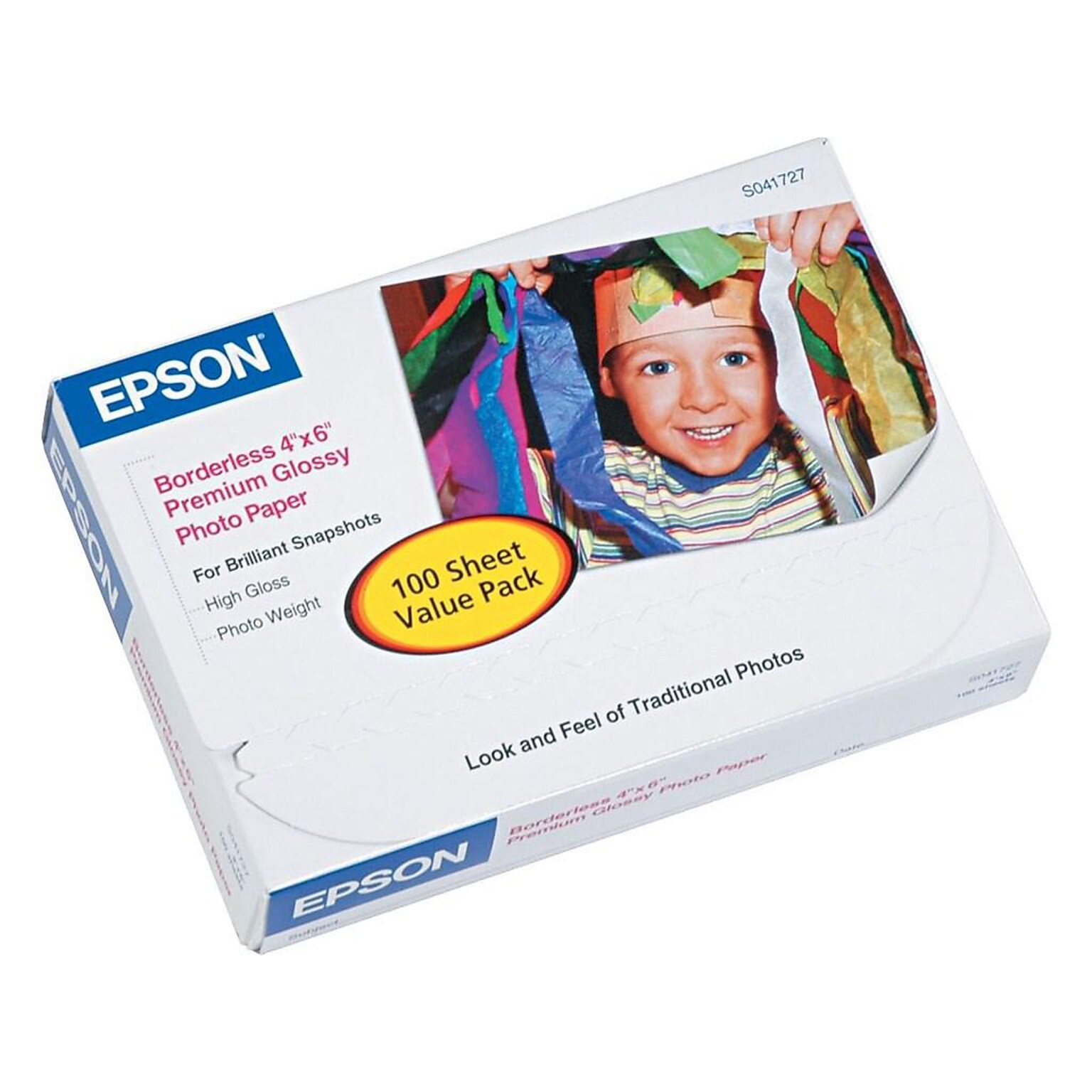 Epson Premium Glossy Photo Paper, 4 x 6, 100 Sheets/Pack (SO41727)