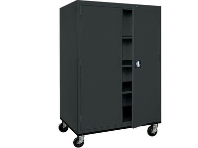 Sandusky Transport Mobile 66 Gauge Steel Storage Cabinet with 4 Shelves, Black (TA3R462460-09)