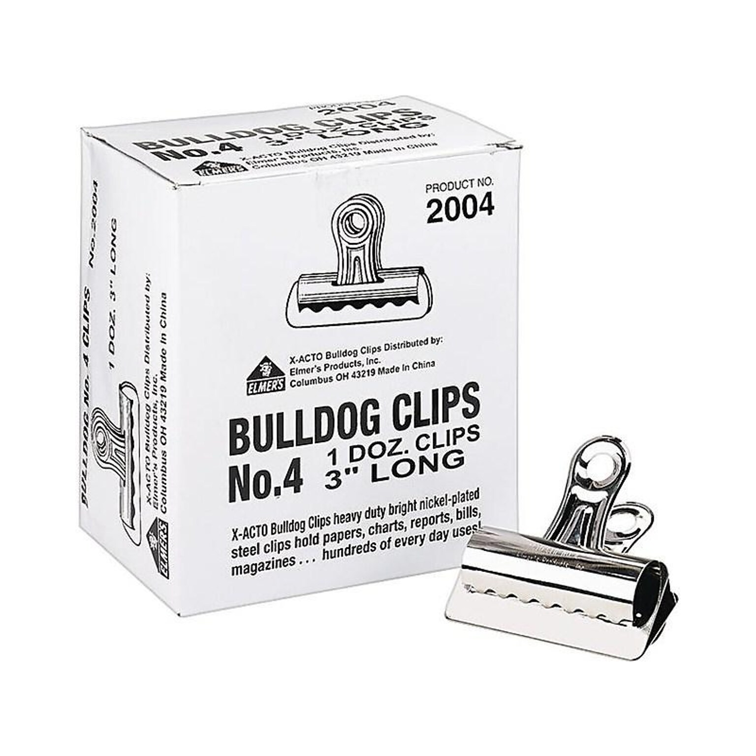 X-ACTO #4 Bulldog Clips, Metallic, 12/Box (2004)