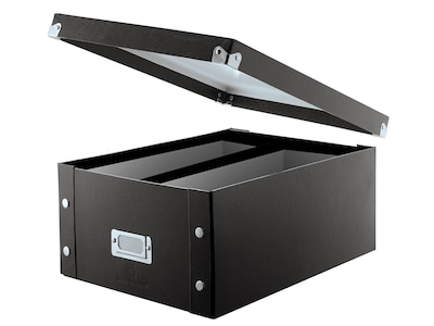 Snap-N-Store Double-Wide Storage Box for CD/DVD, Black PVC (SNS01658)