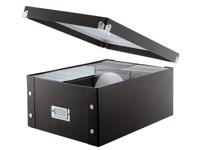 Snap-N-Store Double-Wide Storage Box for CD/DVD, Black PVC (SNS01658)