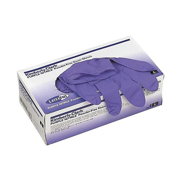 Kimberly-Clark Powder Free Nitrile Exam Gloves, Large, Purple, 100