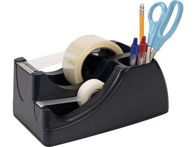 Officemate 2-in-1 Deluxe Desktop Tape Dispenser, Black (96690)