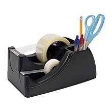 Officemate 2-in-1 Deluxe Desktop Tape Dispenser, Black (96690)