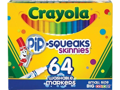 Crayola Pip-Squeaks Skinnies Washable Markers, Assorted Colors, 64/Box (58-8764)