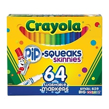 Crayola Pip-Squeaks Skinnies Washable Markers, Assorted Colors, 64/Box (58-8764)