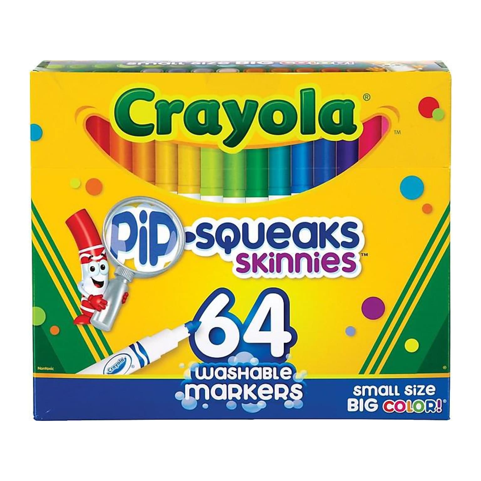 Crayola Pip-Squeaks Skinnies Washable Markers, Assorted Colors, 64/Box (58-8764)