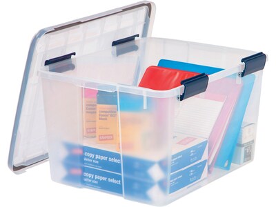 Iris 11.5 gal. Weatherpro Clear Plastic Storage Box with Blue Lid (4-Pack)