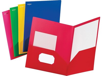 Oxford 2-Pocket Presentation Folders, Assorted Colors, 25/Box (OXF 99810)