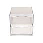 Deflect-O Cube 2 Compartment Stackable Plastic Storage Drawers, Clear (350101)