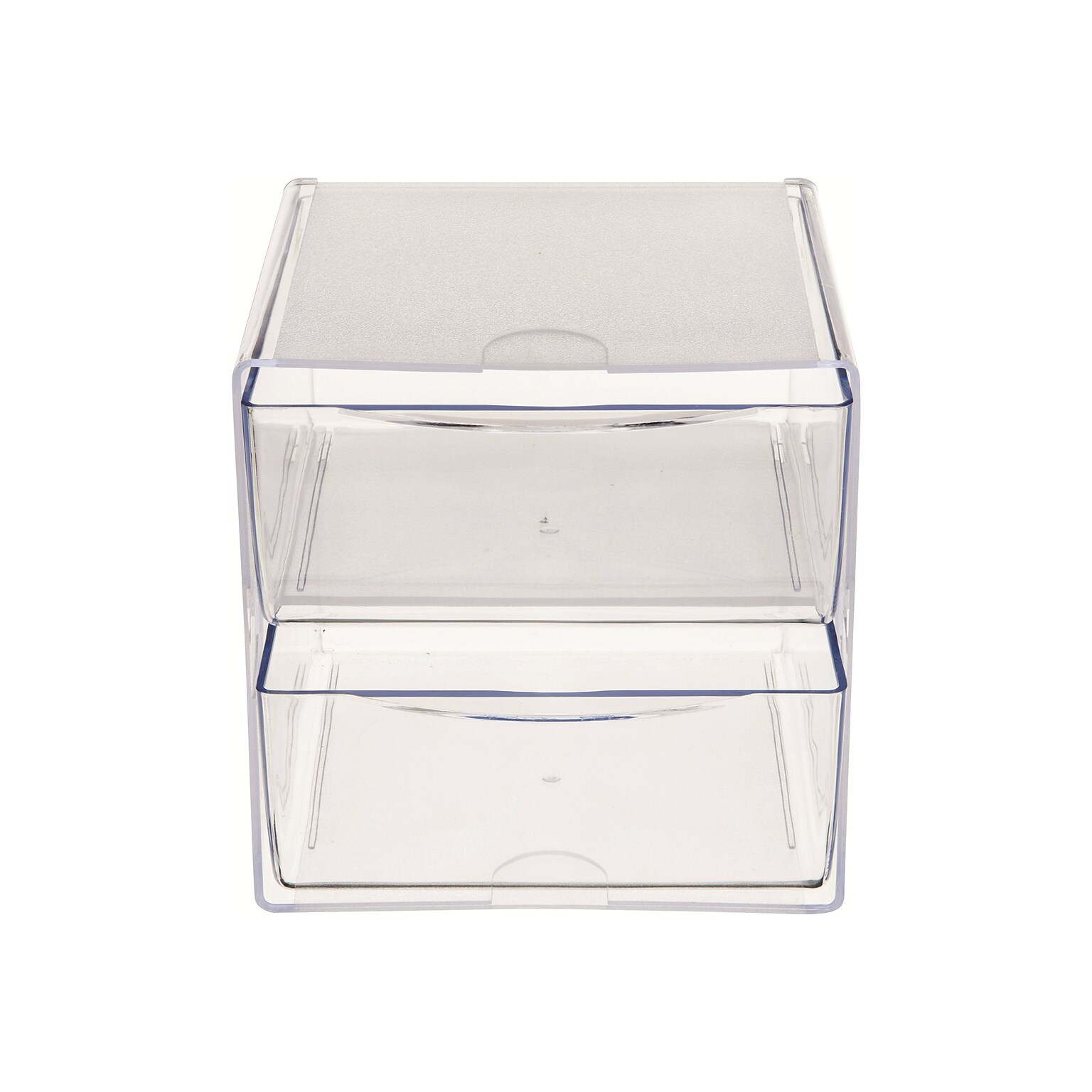 Deflect-O Cube 2 Compartment Stackable Plastic Storage Drawers, Clear (350101)