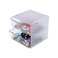 Deflect-O Cube 2 Compartment Stackable Plastic Storage Drawers, Clear (350101)