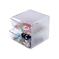 Deflect-O Cube 2 Compartment Stackable Plastic Storage Drawers, Clear (350101)