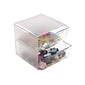 Deflect-O Cube 2 Compartment Stackable Plastic Storage Drawers, Clear (350101)