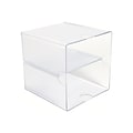 Deflect-O Cube 2 Compartment Stackable Plastic Compartment Storage, Clear (350701)