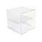 Deflect-O Cube 2 Compartment Stackable Plastic Compartment Storage, Clear (350701)