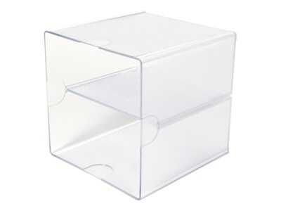 Deflect-O Cube 2 Compartment Stackable Plastic Compartment Storage, Clear (350701)