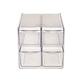 Deflect-O Cube 4 Compartment Stackable Plastic Storage Drawers, Clear (350301)