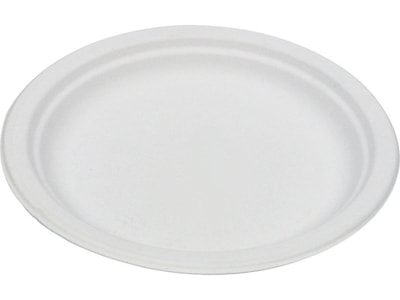 Eco-Products® Compostable Round Sugarcane Plates, White, 1000/Carton (EP-P016)