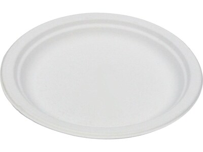 Eco-Products® Compostable Round Sugarcane Plates, White, 1000/Carton (EP-P016)