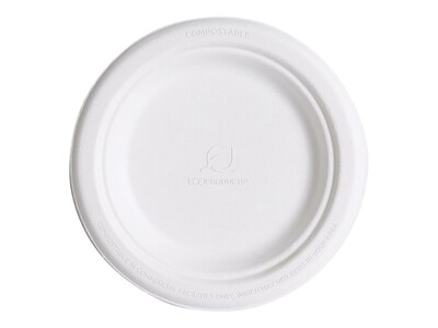 Eco-Products Vanguard Sugarcane Plate, 6, White, 1000/Carton (EP-P016NFA)