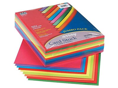 Pacon Array 65 lb. Cardstock Paper, 8.5" x 11", Assorted Colors, 250 Sheets/Pack (101199)