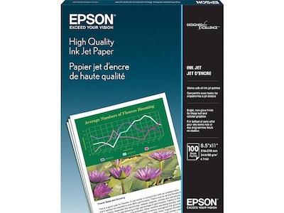 Epson High Quality 8.5 x 11 Color Copy Paper, 24 lbs., 89 Brightness, 100 Sheets/Pack (S041111)