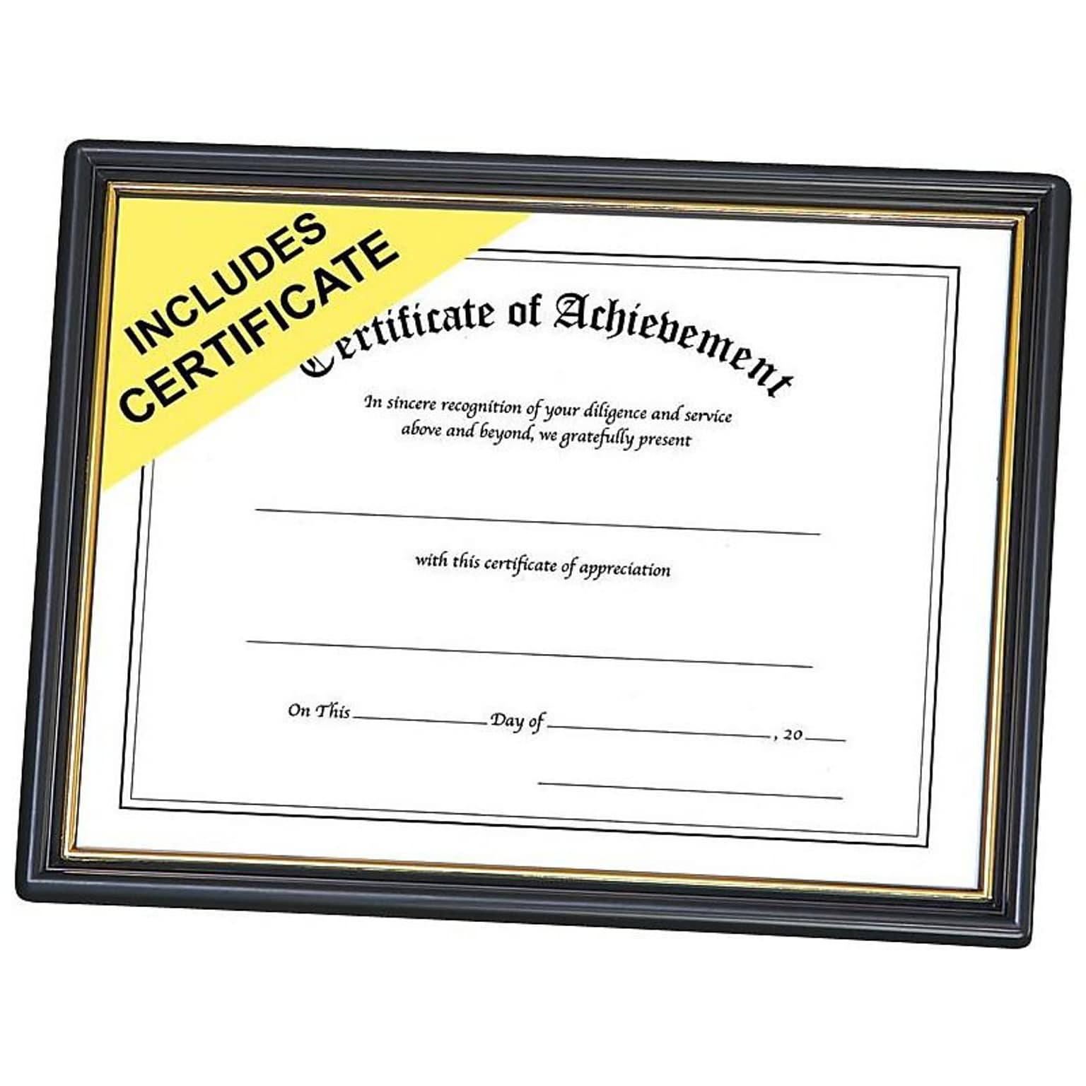 NuDell 8.5W x 11L Certificate Frame, Black/Gold (19210)