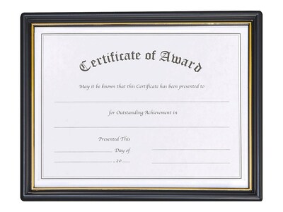 NuDell 8.5W x 11L Certificate Frame, Black/Gold (19210)