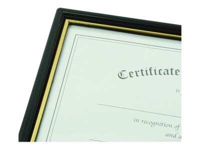 NuDell 8.5"W x 11"L Certificate Frame, Black/Gold, Each (19210)