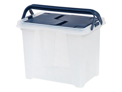 Iris Plastic Box, Letter Size, Clear with Navy Lid (111127)