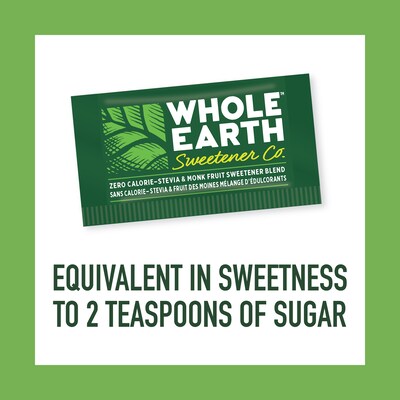 Whole Earth, Stevia Leaf and Monk Fruit Natural Sweetener Blend, 2-Gram Packets, 400/Carton (NUT00145)