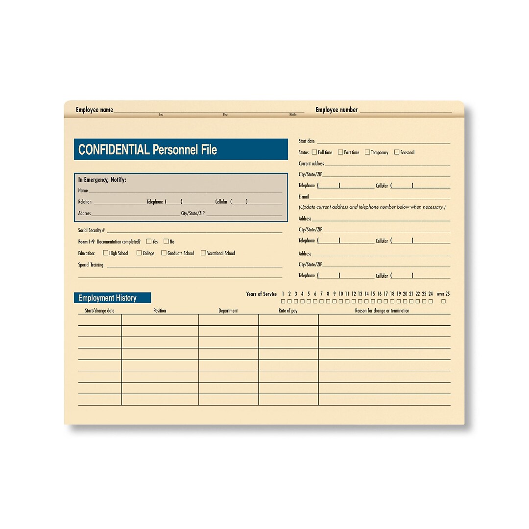 ComplyRight Confidential Employee Medical Records Folder Pack of 25 A2211
