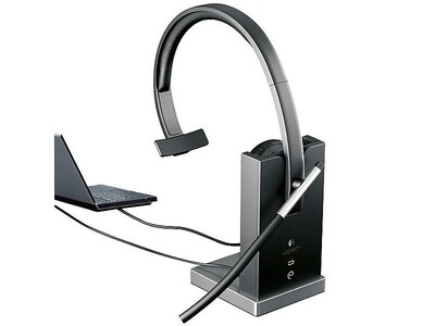 Logitech H820e Mono Wireless Computer Headset, Over-the-Head, Black (981000511)