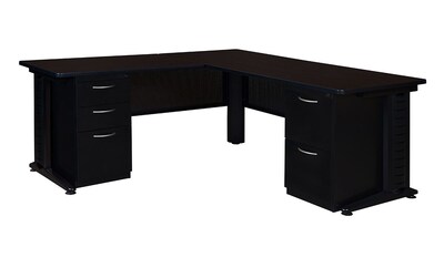 Regency Fusion 66 Double Pedestal L-Desk with 42 Return, Mocha Walnut (MLD663042MW)