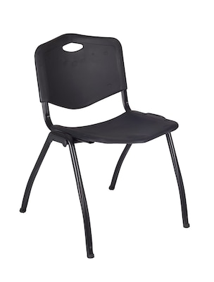 Regency Kee Breakroom Table, 42W, Gray/Black & 4 M Stack Chairs, Black (TB42RNDGYBPBK47BK)