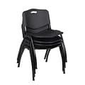 Regency M Plastic Stack Chair, Black, 4/Pack (4700BK4PK)