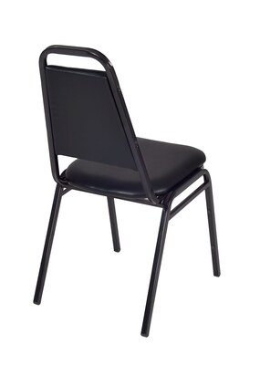 Regency Kee 36" Round Breakroom Table & 4 Restaurant Stack Chairs, Gray/Black (TB36RNDGYBPBK29BK)