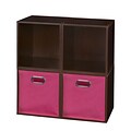 Niche Cubo Storage Set - 4 Cubes and 2 Canvas Bins- Truffle/Pink