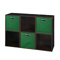Niche Cubo Storage Set - 6 Cubes and 3 Canvas Bins- Truffle/Green