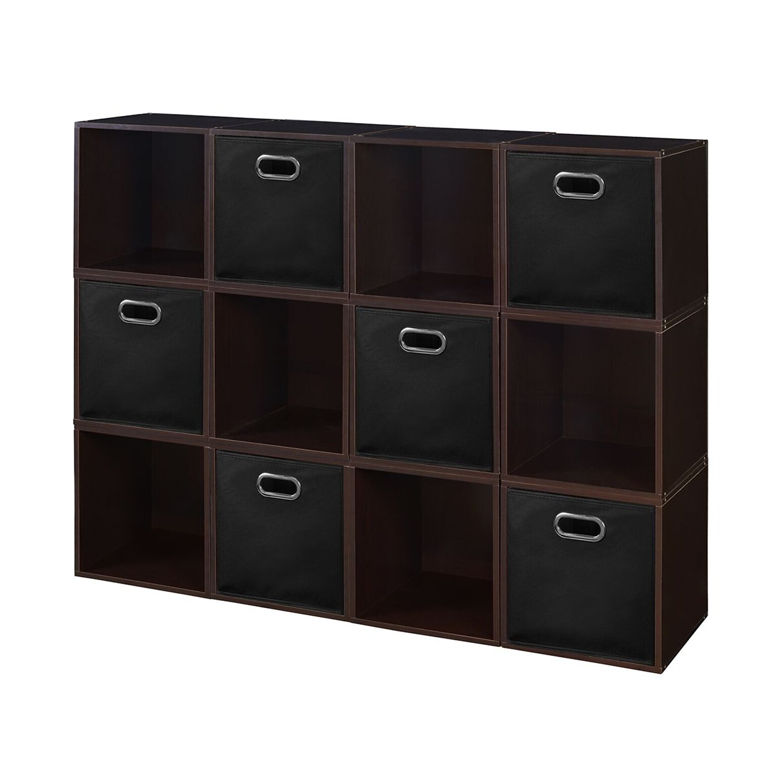 Niche Cubo Storage Set, 12 Cubes and 6 Canvas Bins, Truffle/Black (PC12PKTF6TOTEBK)