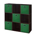 Niche Cubo Storage Set - 9 Cubes and 5 Canvas Bins- Truffle/Green