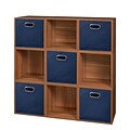 Niche Cubo Storage Set - 9 Cubes and 5 Canvas Bins- Warm Cherry/Blue