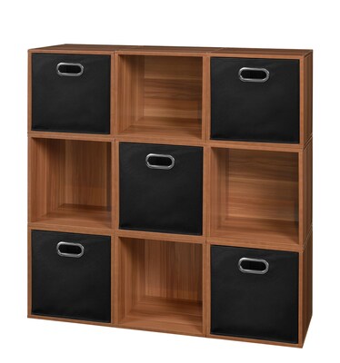 Niche Cubo Storage Set, 9 Cubes and 5 Canvas Bins, Cherry/Black (PC9PKWC5TOTEBK)