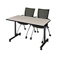 Regency Kobe 42 x 24 Mobile Training Table- Maple & 2 Apprentice Chairs- Black [MKTRCC42PL09BK]