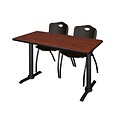 Regency Cain 42 x 24 Training Table- Cherry & 2 M Stack Chairs- Black