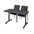Regency Kobe 42 x 24 Training Table- Grey & 2 Mario Stack Chairs- Black [MKTRCT42GY75BK]